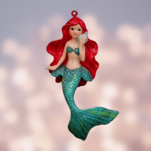 Mermaid Ornament Flowing Red Hair Aqua Tail Christmas Tree Beach Nautical - Picture 1 of 2